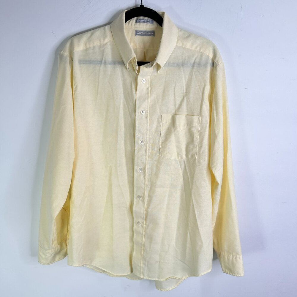 Career Club Cambridge Hall Men's Yellow Dress Shirt Size 16.5
